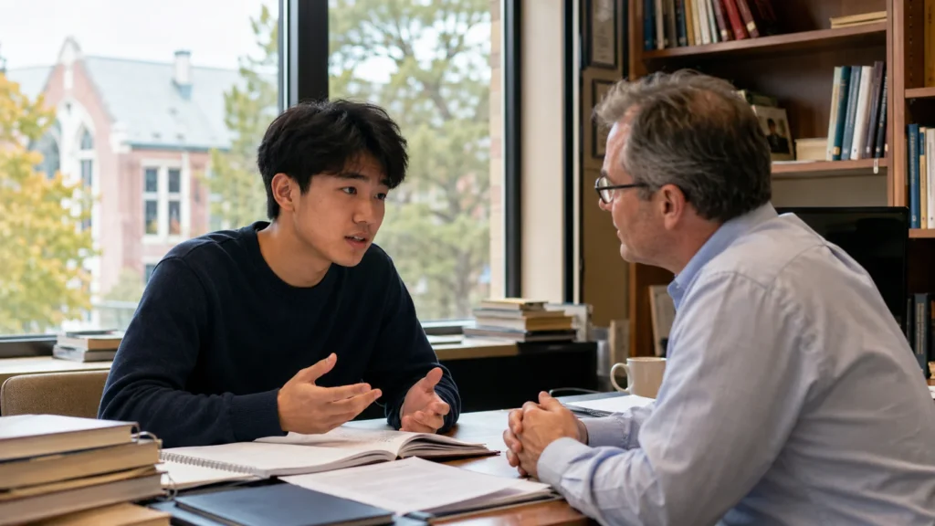 Asian Student Seeking Academic Support at a U.S. University
